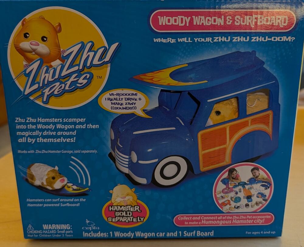 ☀️NWT Zhu Zhu Pets Woody Wagon and Surfboard
